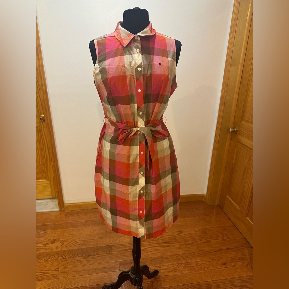 NWOT Tommy Hilfiger Vibrant Multicolor plaid button down Shirt Dress Size 10 - Picture 15 of 16